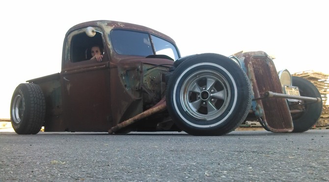 1940 Ford Rat Rod pickup On bags Cooper Discoverer AT3 265/75R15 (2034)