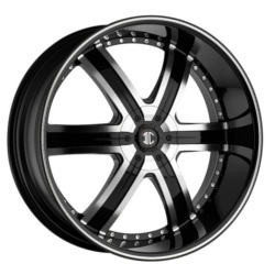 Black Diamond No.4 Glossy Black/Machined Face & Stripe 24X10 5-135 Wheel